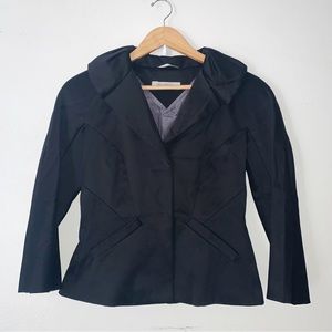 Sportmax Black Blazer Exaggerated Collar Snap Button Cotton Blend Sz 10 Jacket